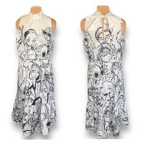 The Kit Jia Dress JLR Sketchbook White Ruffle Maxi Cutout Bow Detail Back Faces